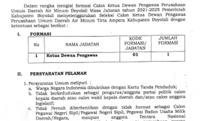 PENGUMUMAN SELEKSI DEWAS PUDAM